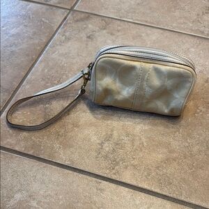 Coach Cream Wristlet Clutch with Luxurious Finish